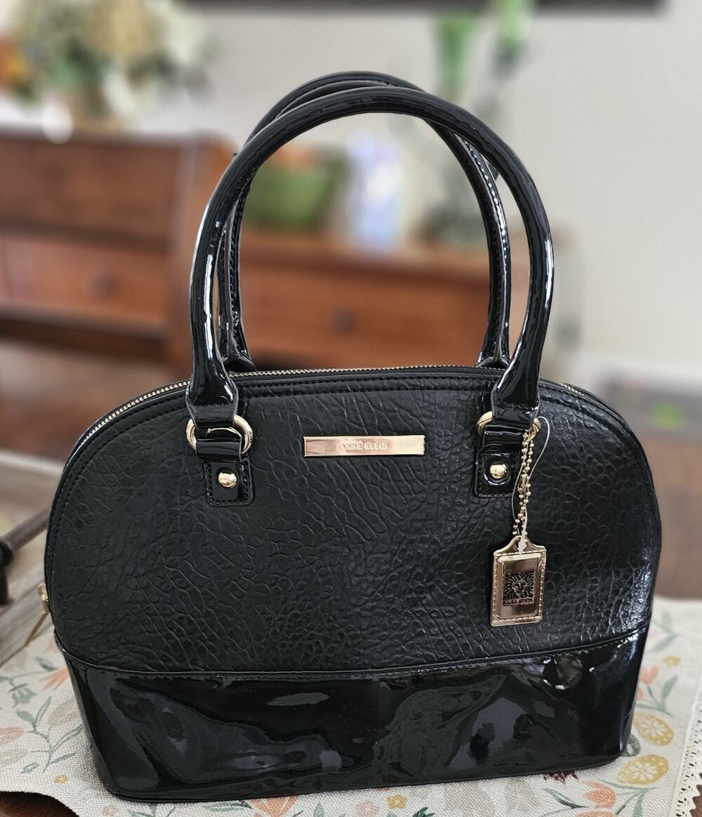 NWOTAnne Klein Against The Grain Satchel in black